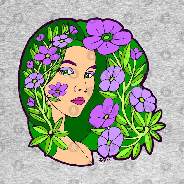 Violets and a Green Lady by Julia Moon